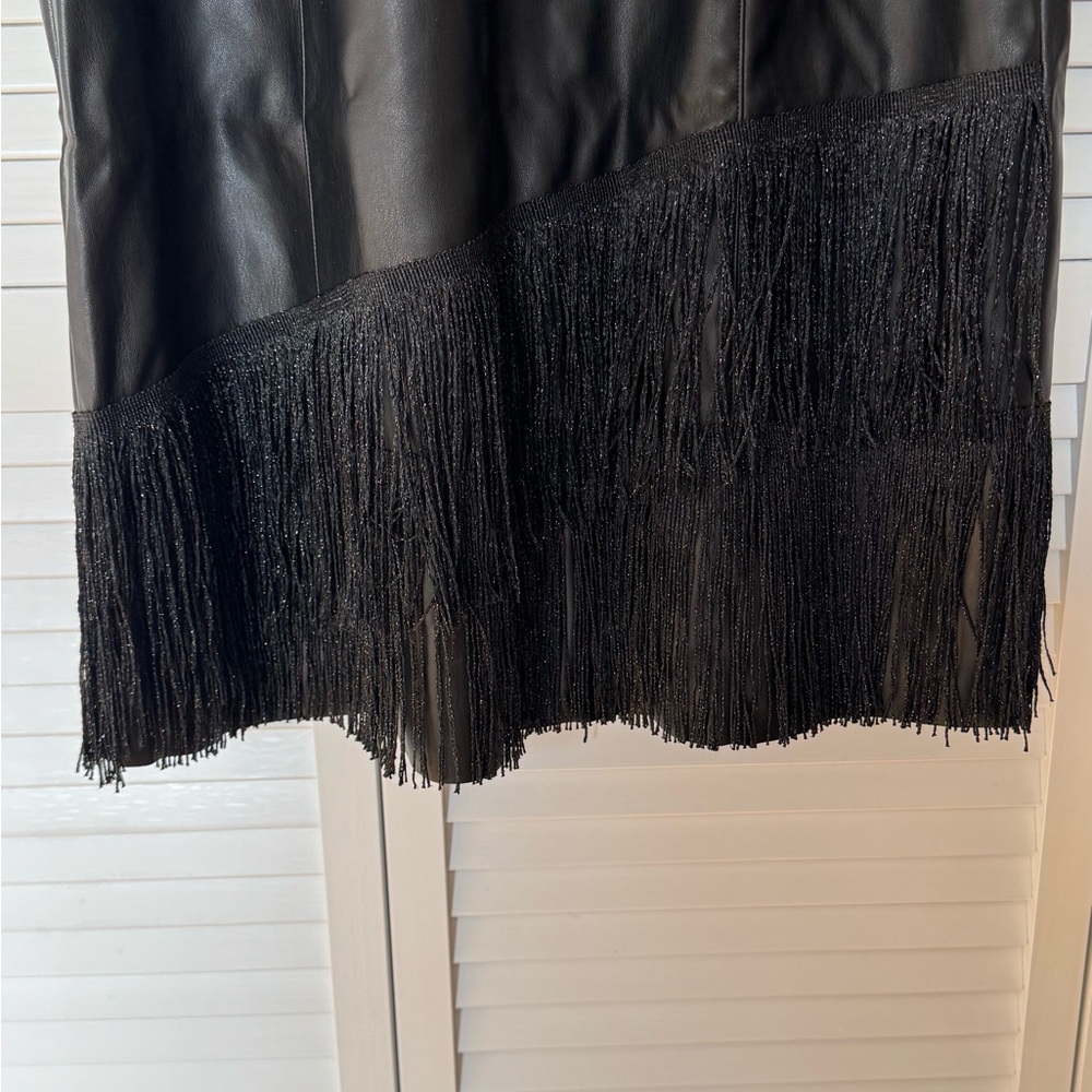 Dkny Black Asymmetrical Fringe Mini Dress - Picture 3 of 8